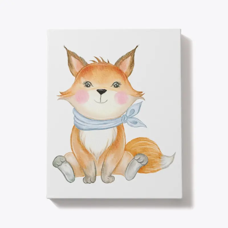 Cute Fox Canvas | Watercolor Print