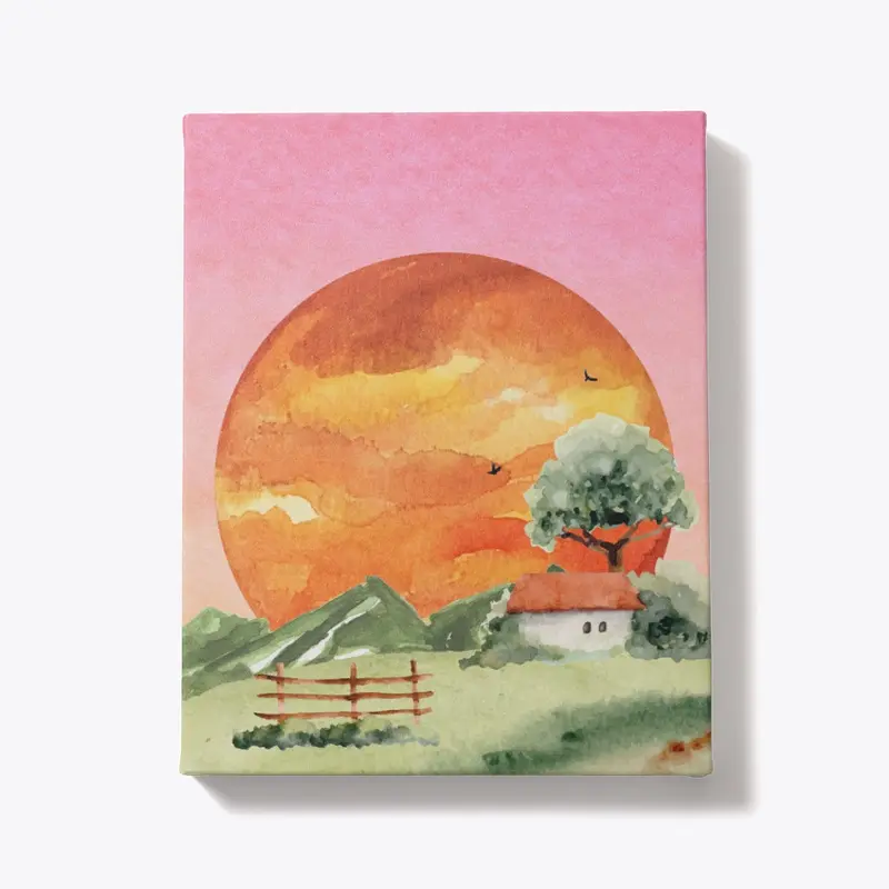 Aesthetic Sunset | Watercolor Canvas
