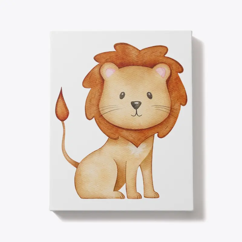 Cute Lion | Watercolor Portrait Canvas