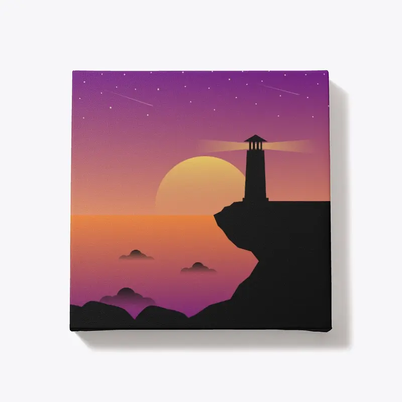 Lighthouse Sunset Graphic | Canvas Print