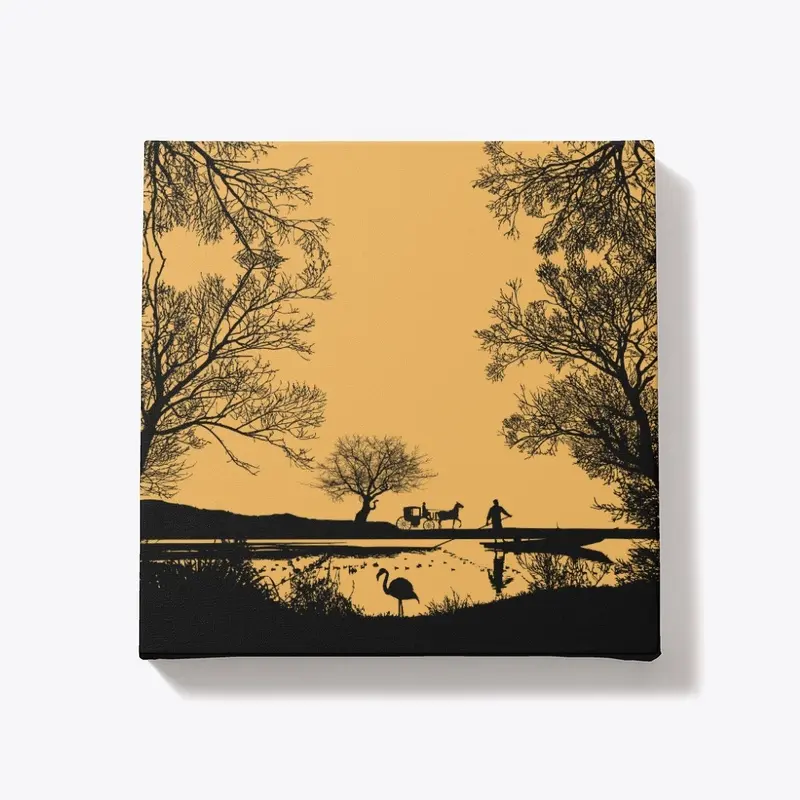 Yellow Silhouette Square Canvas