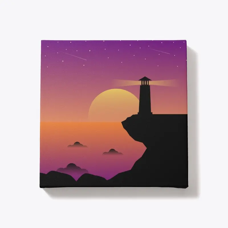 Lighthouse Sunset Graphic | Canvas Print